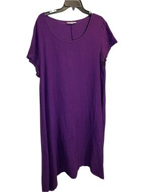 Purple Short-Sleeve Scoop Neck Bryn Walker Linen Dress